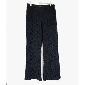 Lace Wide-Leg Pants Black Size 8 High Rise Side Zip Lined
